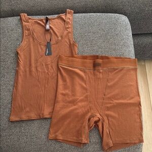 SKIMS Copper Soft Lounge Tank and Boxer Set